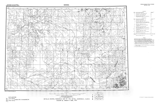 Map : Metallic mineral resources map of the Bethel quadrangle, Alaska, 1972 Cartography Wall Art :