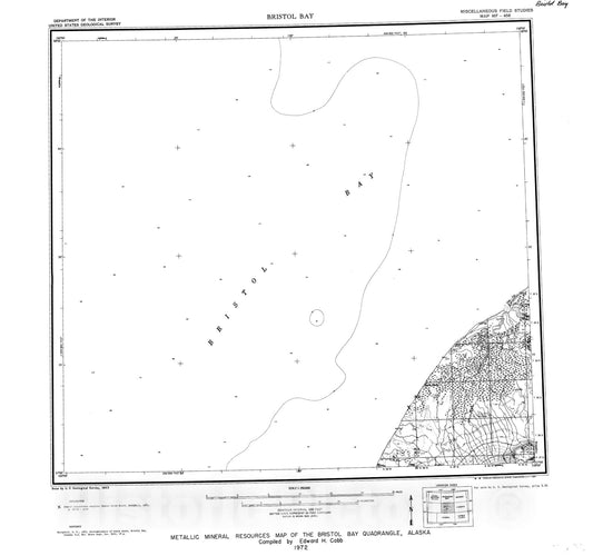 Map : Metallic mineral resources map of the Bristol Bay quadrangle, Alaska, 1972 Cartography Wall Art :