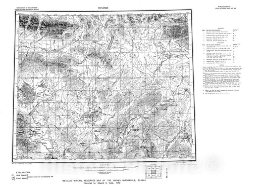 Map : Metallic mineral resources map of the Hughes quadrangle, Alaska, 1972 Cartography Wall Art :