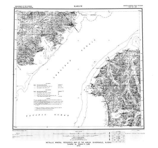 Map : Metallic mineral resources map of the Karluk quadrangle, Alaska, 1972 Cartography Wall Art :