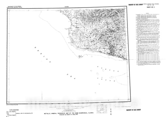 Map : Metallic mineral resources map of the Nome quadrangle, Alaska, 1972 Cartography Wall Art :