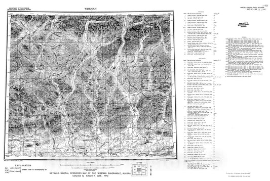 Map : Metallic mineral resources map of the Wiseman quadrangle, Alaska, 1972 Cartography Wall Art :