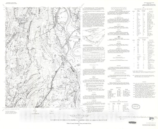 Map : Map showing unconsolidated materials, Hartford South quadrangle, Connecticut, 1976 Cartography Wall Art :