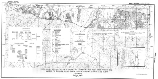 Map : Geologic map of a prospective transportation route from Prudhoe Bay Alaska to Canadian border, Part V,.Coleen, 1973 Cartography Wall Art :