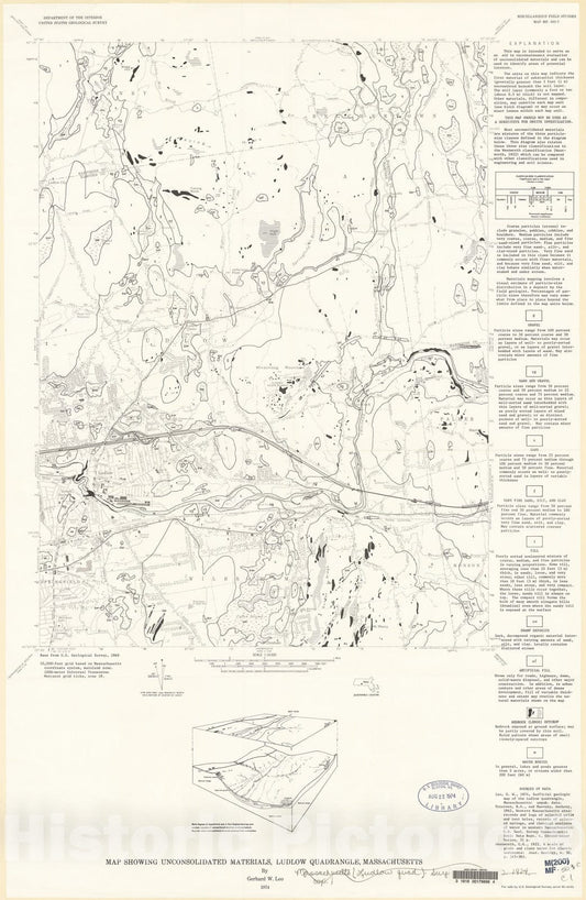 Map : Map showing unconsolidated materials, Ludlow quadrangle, Massachusetts, 1974 Cartography Wall Art :