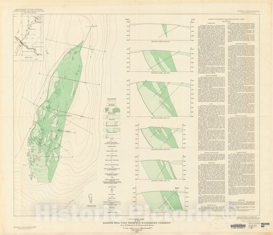Map : Geologic map of the Barnes Hill talc prospect, Waterbury, Vermont, 1952 Cartography Wall Art :