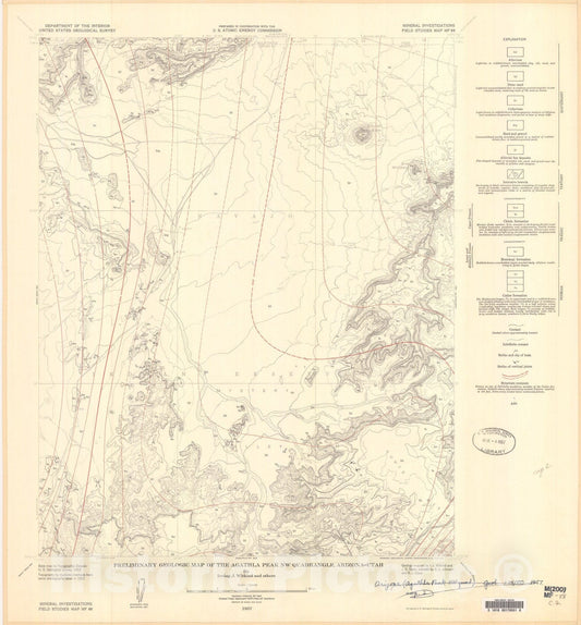 Map : Preliminary geologic map of the Agathla Peak NW quadrangle, Arizona-Utah, 1957 Cartography Wall Art :