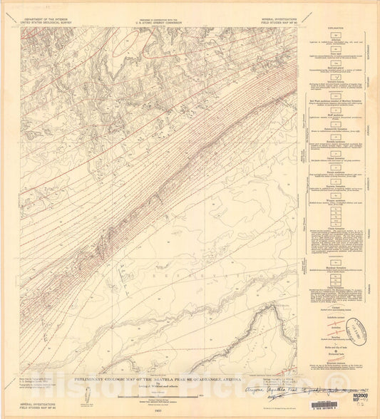 Map : Preliminary geologic map of the Agathla Peak SE quadrangle, Arizona, 1957 Cartography Wall Art :