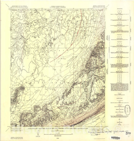 Map : Preliminary geologic map of the Dinnehotso NW quadrangle, Arizona-Utah, 1957 Cartography Wall Art :