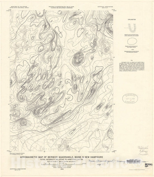Map : Aeromagnetic map of Berwick quadrangle, Maine and New Hampshire, 1956 Cartography Wall Art :