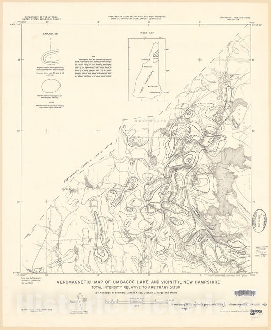 Map : Aeromagnetic map of Umbagog Lake and vicinity, New Hampshire, 1957 Cartography Wall Art :
