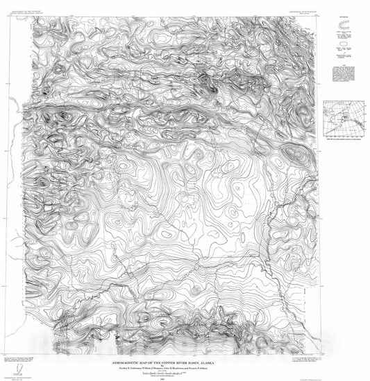 Map : Aeromagnetic map of the Copper River basin, Alaska, 1958 Cartography Wall Art :