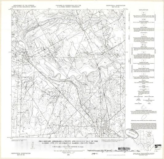 Map : Preliminary aeroradioactivity and geologic map of the Karnes City NW quadrangle, Karnes County, Texas, 1961 Cartography Wall Art :