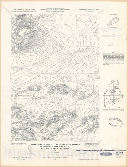 Map : Aeromagnetic map of the Grand Lake Seboeis quadrangle, Aroostook and Penobscot Counties, Maine, 1962 Cartography Wall Art :