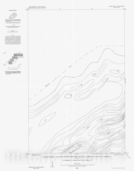 Map : Aeromagnetic map of the Phoenix quadrangle, Keweenaw County, Michigan, 1963 Cartography Wall Art :