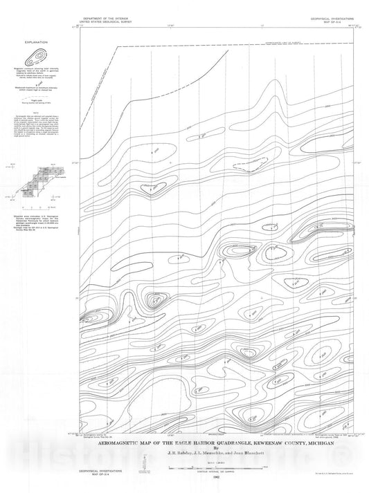 Map : Aeromagnetic map of the Eagle Harbor quadrangle, Keweenaw County, Michigan, 1962 Cartography Wall Art :