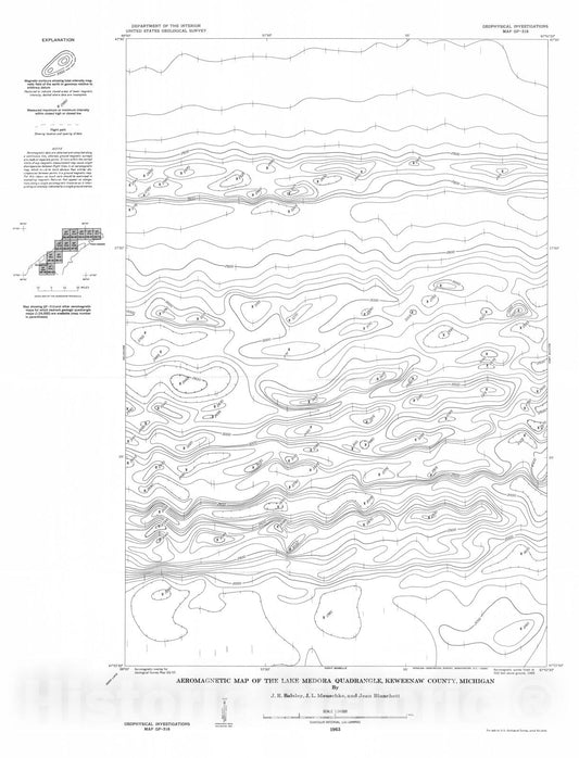 Map : Aeromagnetic map of the Lake Medora quadrangle, Keweenaw County, Michigan, 1963 Cartography Wall Art :