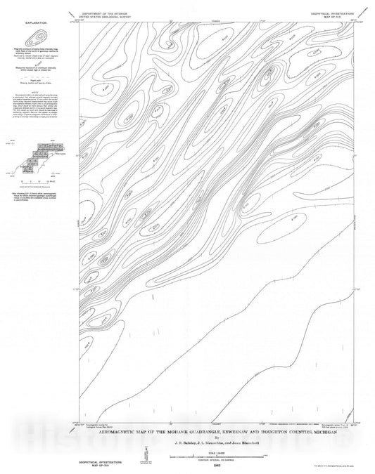 Map : Aeromagnetic map of the Mohawk quadrangle, Keweenaw and Houghton Counties, Michigan, 1963 Cartography Wall Art :