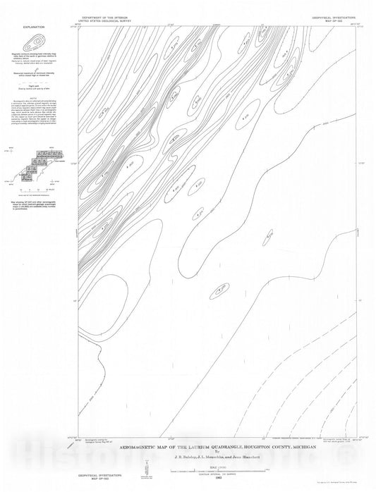 Map : Aeromagnetic map of the Laurium quadrangle, Houghton County, Michigan, 1963 Cartography Wall Art :