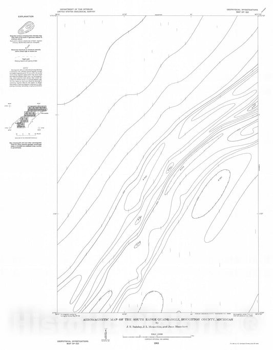 Map : Aeromagnetic map of the South Range quadrangle, Houghton County, Michigan, 1963 Cartography Wall Art :