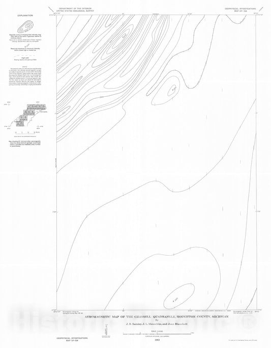 Map : Aeromagnetic map of the Chassell quadrangle, Houghton County, Michigan, 1963 Cartography Wall Art :