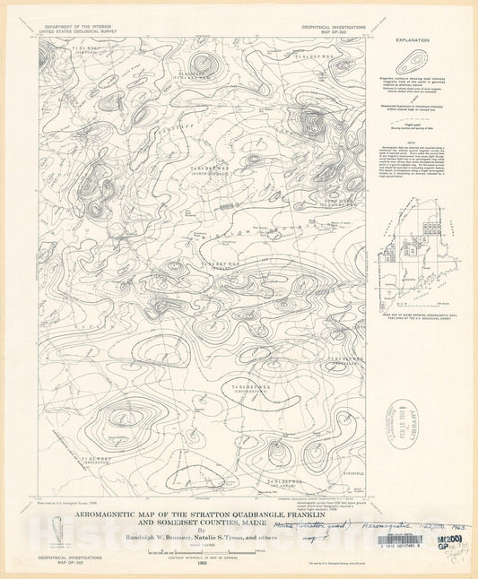 Map : Aeromagnetic map of the Stratton quadrangle, Franklin and Somerset Counties, Maine, 1963 Cartography Wall Art :