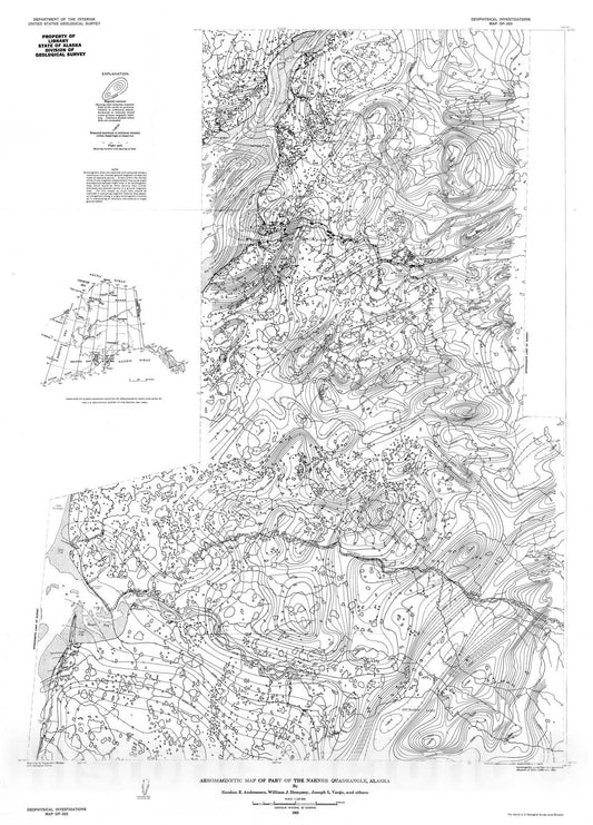 Map : Aeromagnetic map of part of the Naknek quadrangle, Alaska, 1963 Cartography Wall Art :