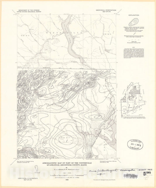 Map : Aeromagnetic map of part of the Winterville quadrangle, Aroostook County, Maine, 1963 Cartography Wall Art :
