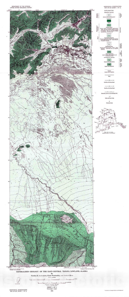 Map : Aeromagnetic reconnaissance of the east-central Tanana lowland, Alaska, 1964 Cartography Wall Art :