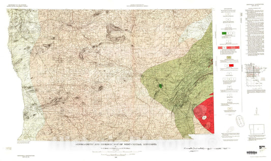 Map : Aeromagnetic and geologic map of west-central Minnesota, 1965 Cartography Wall Art :
