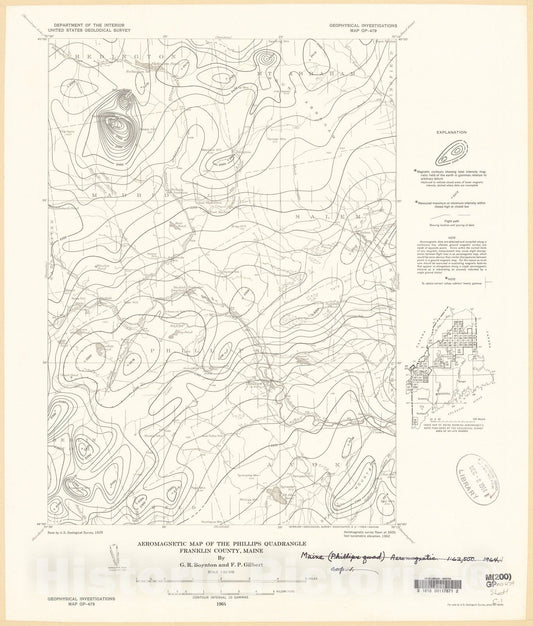 Map : Aeromagnetic map of the Phillips quadrangle, Franklin County, Maine, 1964 Cartography Wall Art :