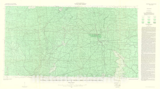 Map : Natural gamma aeroradioactivity map of central Ohio and east-central Indiana, 1965 Cartography Wall Art :