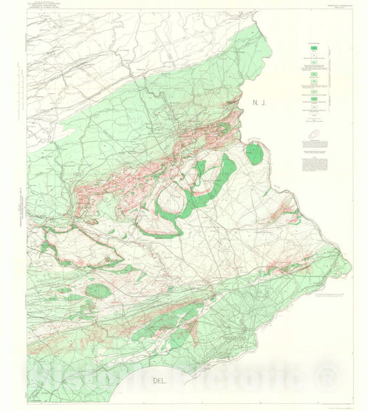 Map : Aeromagnetic and generalized geologic map of southeastern Pennsylvania, 1967 Cartography Wall Art :