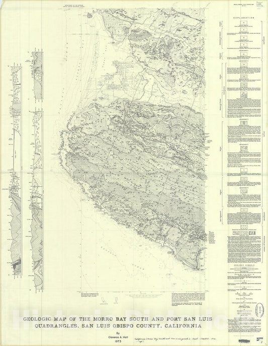 Map : Geologic map of the Morro Bay South and Port San Luis quadrangles, San Luis Obispo County, California, 1973 Cartography Wall Art :