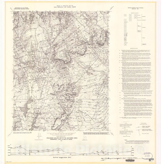 Map : Preliminary geologic map of the Skutumpah Creek quadrangle, Utah, 1973 Cartography Wall Art :