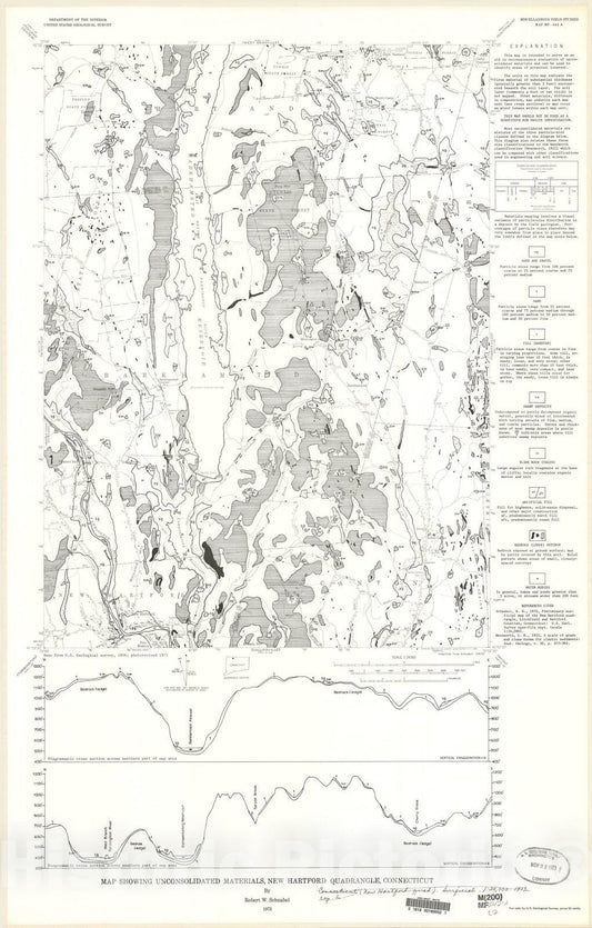 Map : Map showing unconsolidated materials, New Hartford quadrangle, Connecticut, 1973 Cartography Wall Art :