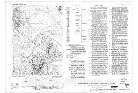 Map : Preliminary geologic map and section of the Hawley Mountain quadrangle, Custer, Butte, and Lemhi Counties, Idaho, 1973 Cartography Wall Art :