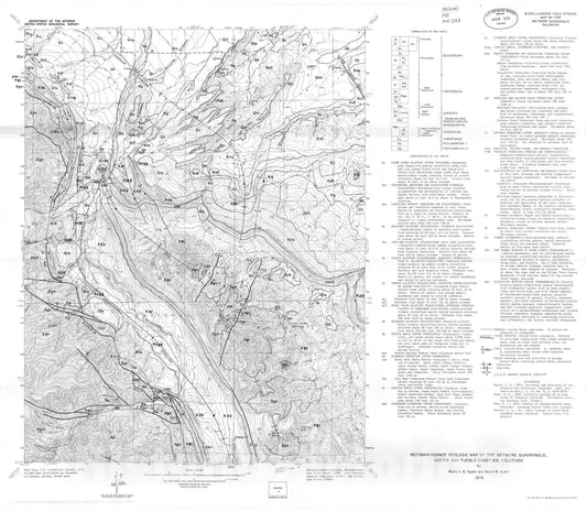 Map : Reconnaissance geologic map of the Wetmore quadrangle, Custer and Pueblo Counties, Colorado, 1973 Cartography Wall Art :