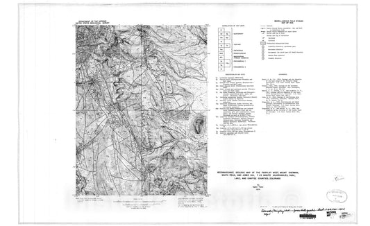 Map : Reconnaissance geologic map of the Fairplay West, Mount Sherman, South Peak, and Jones Hill 7-1/2 minute quadrangles, Park, Lake,, 1974 Cartography Wall Art :