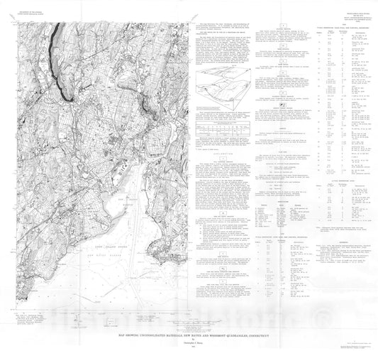 Map : Map showing unconsolidated materials, New Haven and Woodmont quadrangles, Connecticut, 1976 Cartography Wall Art :