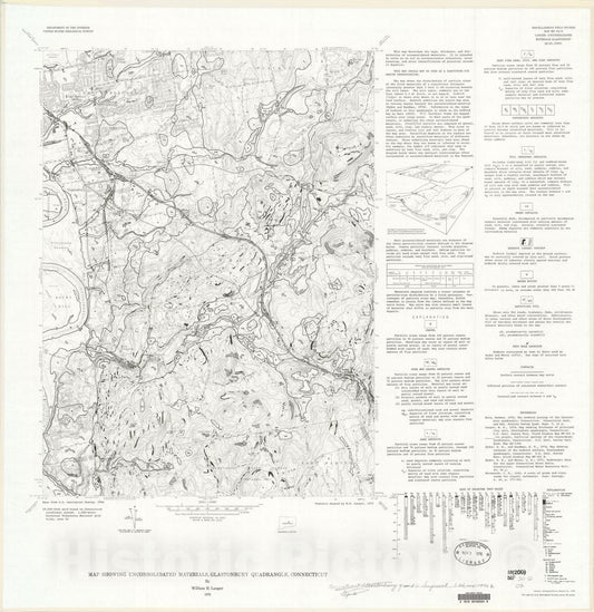 Map : Map showing unconsolidated materials, Glastonbury quadrangle, Connecticut, 1976 Cartography Wall Art :