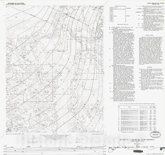 Map : Geologic map of the Southam Canyon quadrangle, Unitah County, Utah, 1974 Cartography Wall Art :