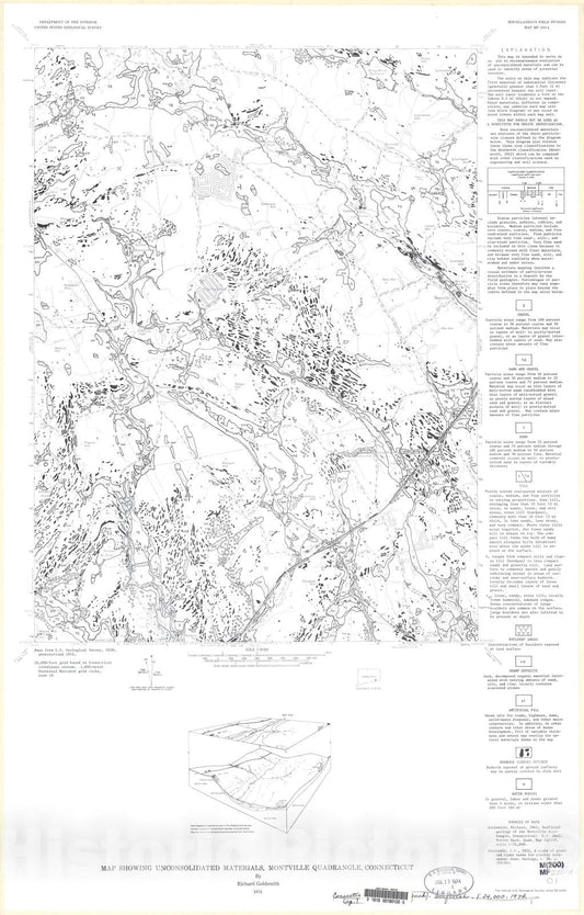 Map : Map showing unconsolidated materials, Montville quadrangle, Connecticut, 1974 Cartography Wall Art :
