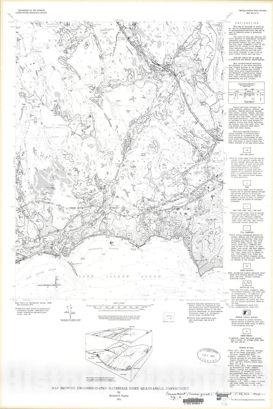 Map : Map showing unconsolidated materials, Essex quadrangle, Connecticut, 1974 Cartography Wall Art :