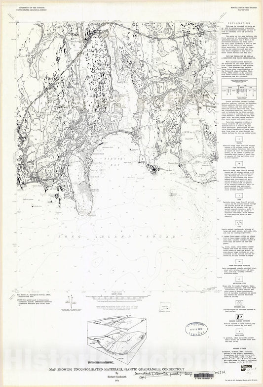 Map : Map showing unconsolidated materials, Niantic quadrangle, Connecticut, 1974 Cartography Wall Art :