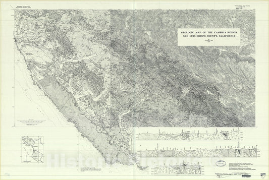 Map : Geologic map of the Cambria region, San Luis Obispo County, California, 1974 Cartography Wall Art :