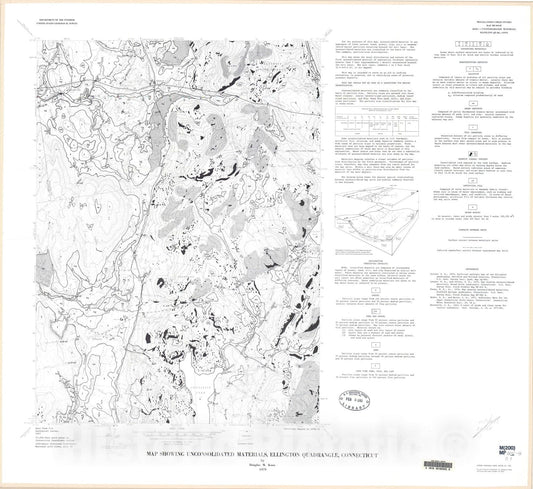 Map : Map showing unconsolidated materials, Ellington quadrangle, Connecticut, 1979 Cartography Wall Art :