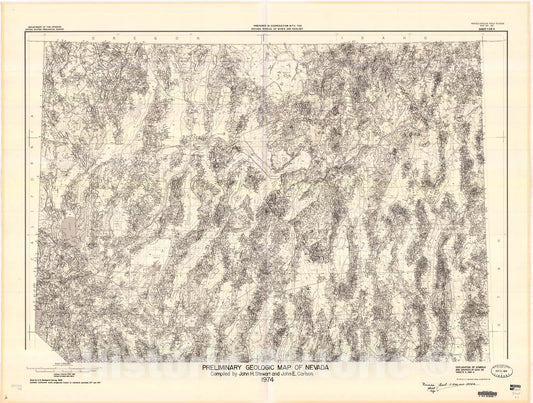 Map : Preliminary geologic map of Nevada, 1974 Cartography Wall Art :