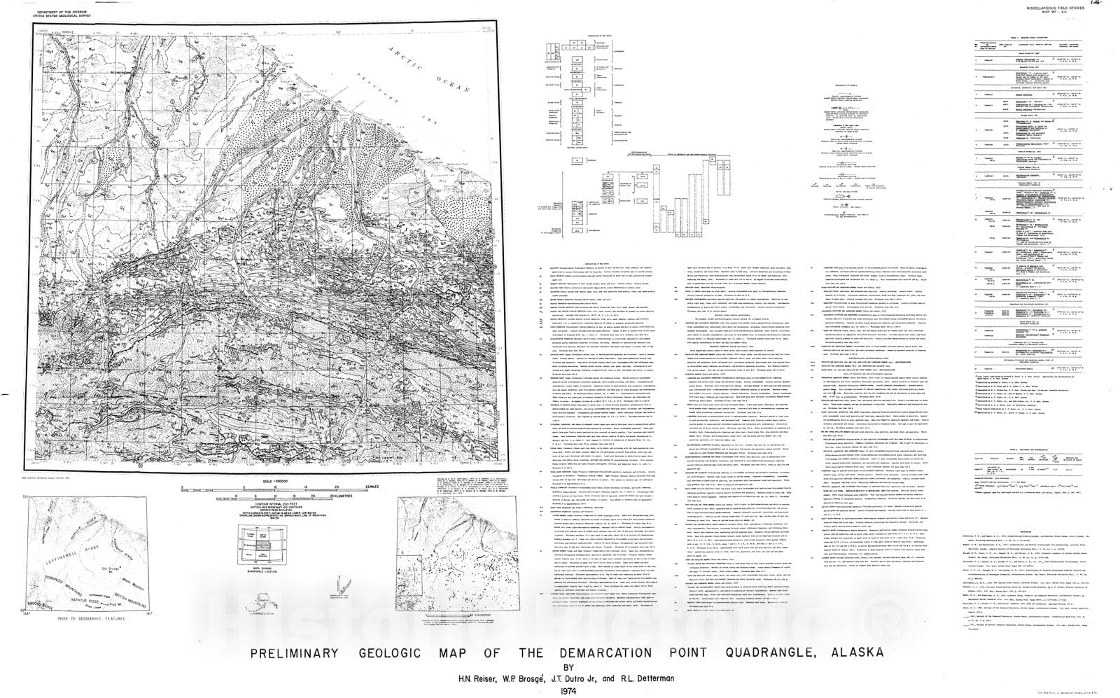 Map : Preliminary geologic map of the Demarcation Point quadrangle, Alaska, 1974 Cartography Wall Art :