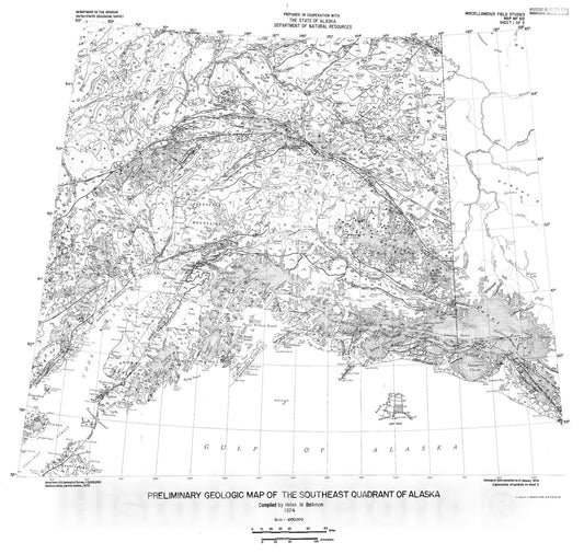 Map : Preliminary geologic map of the southeast quadrant of Alaska, 1974 Cartography Wall Art :